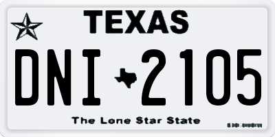 TX license plate DNI2105