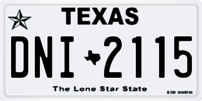 TX license plate DNI2115