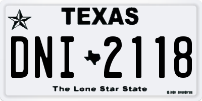 TX license plate DNI2118
