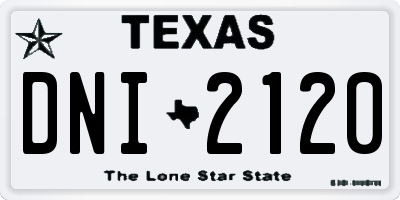 TX license plate DNI2120