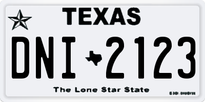 TX license plate DNI2123