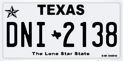 TX license plate DNI2138