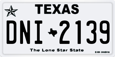 TX license plate DNI2139