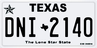 TX license plate DNI2140