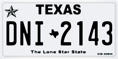 TX license plate DNI2143