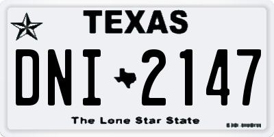TX license plate DNI2147