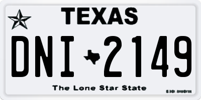 TX license plate DNI2149
