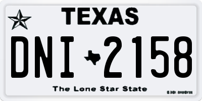 TX license plate DNI2158