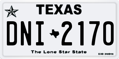 TX license plate DNI2170