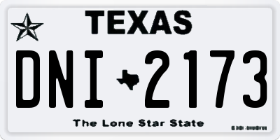 TX license plate DNI2173