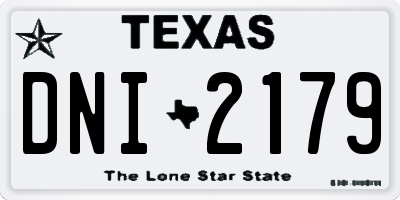 TX license plate DNI2179