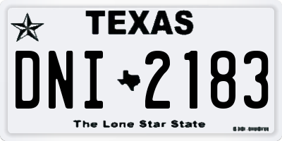 TX license plate DNI2183