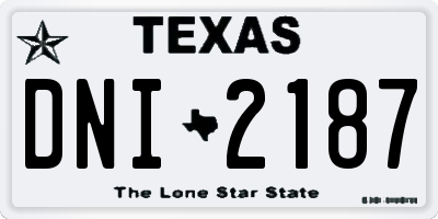 TX license plate DNI2187