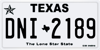 TX license plate DNI2189