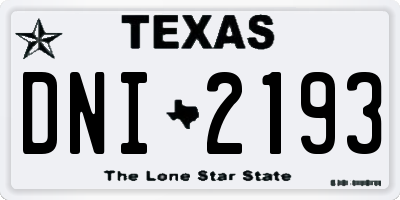 TX license plate DNI2193