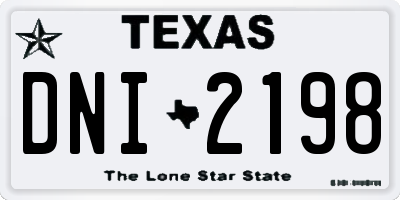 TX license plate DNI2198