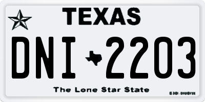 TX license plate DNI2203