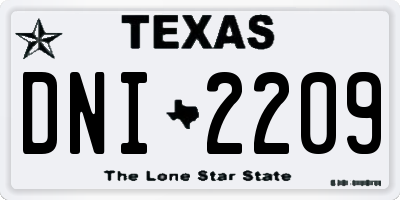 TX license plate DNI2209