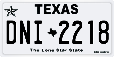 TX license plate DNI2218