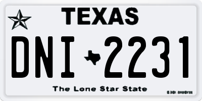 TX license plate DNI2231