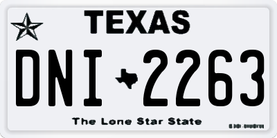 TX license plate DNI2263