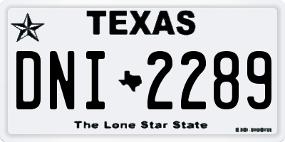 TX license plate DNI2289