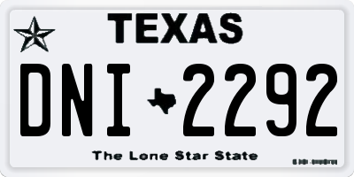 TX license plate DNI2292