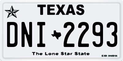 TX license plate DNI2293