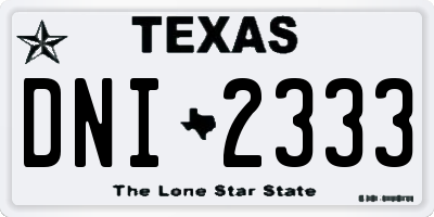 TX license plate DNI2333
