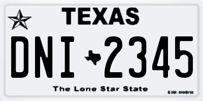 TX license plate DNI2345