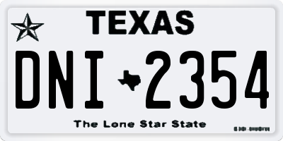 TX license plate DNI2354