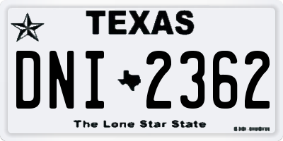 TX license plate DNI2362