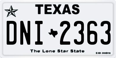 TX license plate DNI2363
