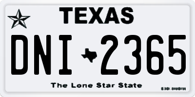 TX license plate DNI2365