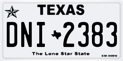 TX license plate DNI2383
