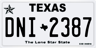 TX license plate DNI2387