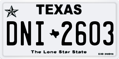 TX license plate DNI2603