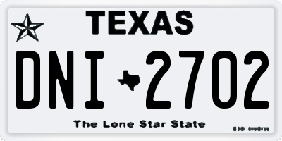 TX license plate DNI2702