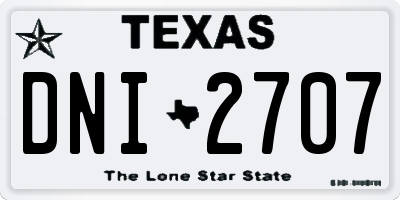 TX license plate DNI2707