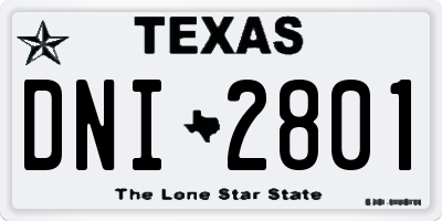 TX license plate DNI2801