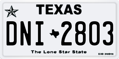 TX license plate DNI2803