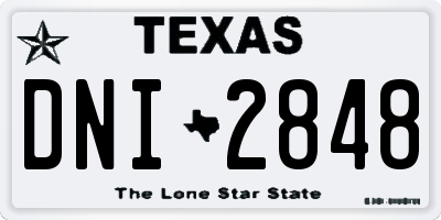 TX license plate DNI2848