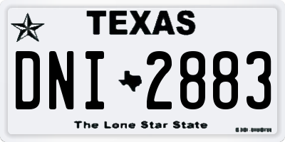 TX license plate DNI2883