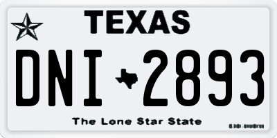 TX license plate DNI2893