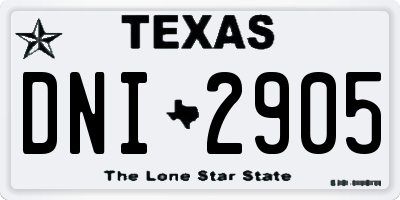 TX license plate DNI2905