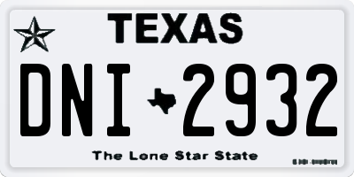 TX license plate DNI2932
