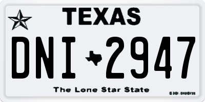 TX license plate DNI2947
