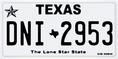 TX license plate DNI2953