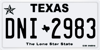TX license plate DNI2983