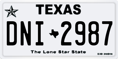 TX license plate DNI2987